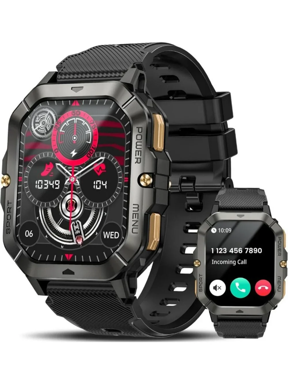 Waterproof Fitness Smart Watch for Men - Call/Message Alerts, Heart Rate & 100
